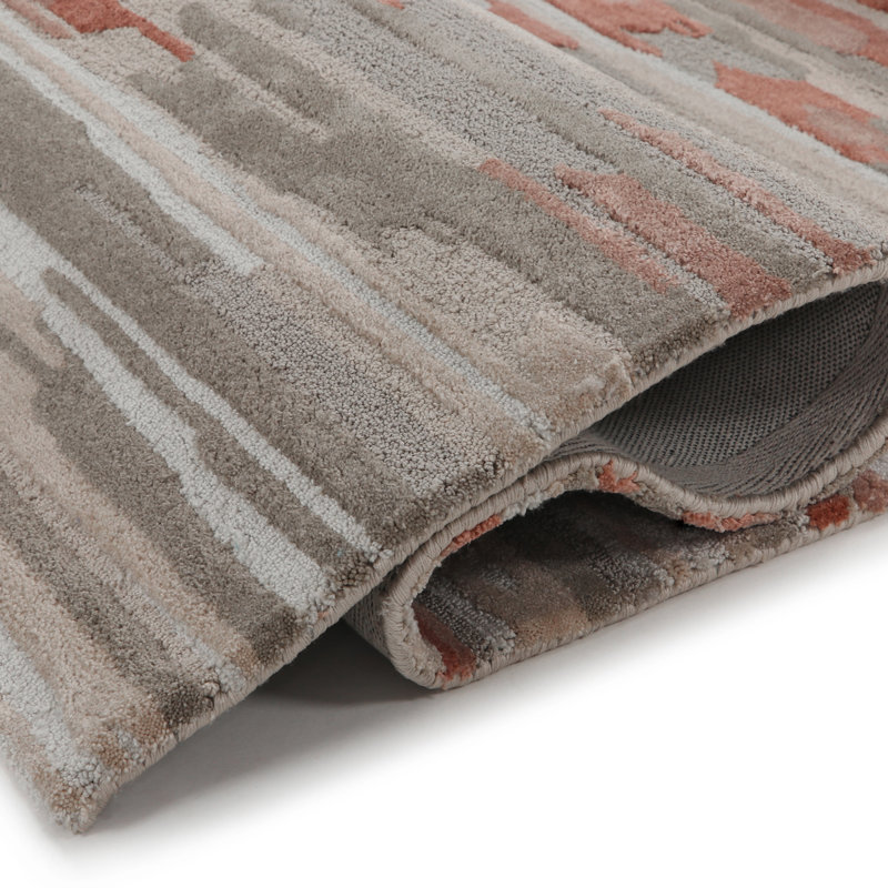 Aspen Hand-Tufted Indoor Rug Abstract Stripe Brown/Red/Beige, Rectangle 5' x 8'