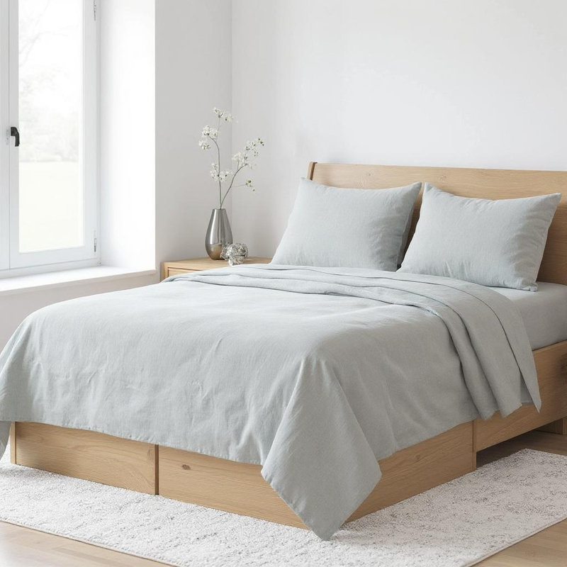 Drap-housse en lin bleu