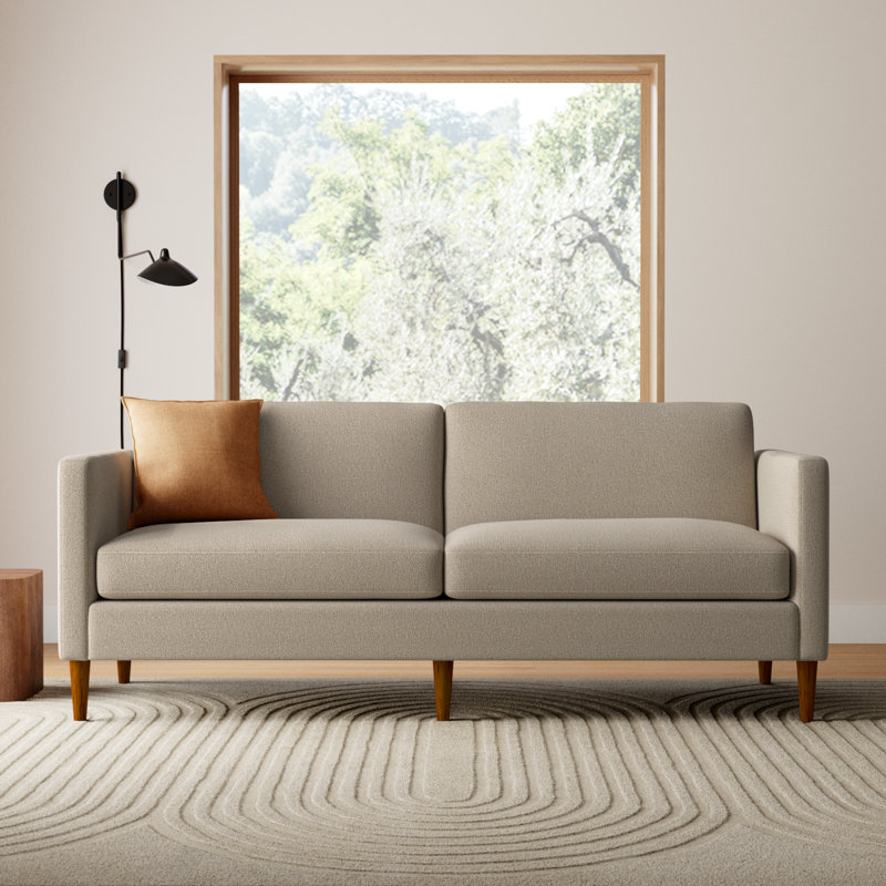 Clifford 87" Upholstered Custom Sofa, Davis Chateau Gray Bouclé