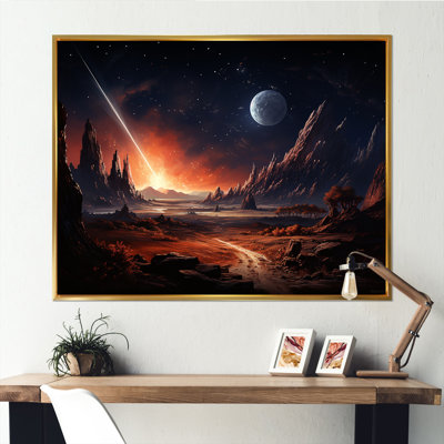 «Futur Cosmic Sunrise On Moon III», art mural de la planète espace