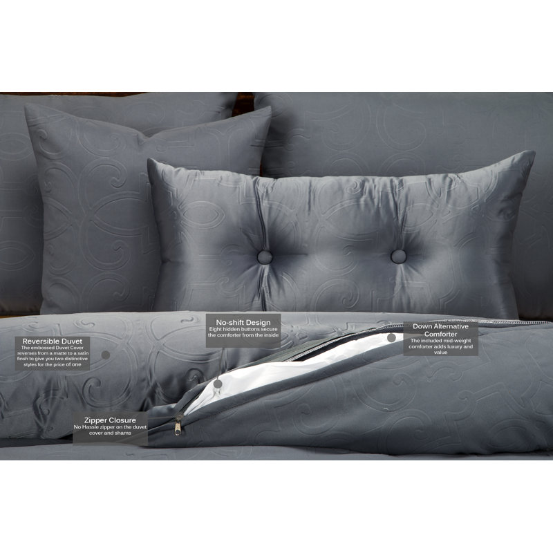 Gateway Traditional Satin Duvet Cover & Insert, King, Denim