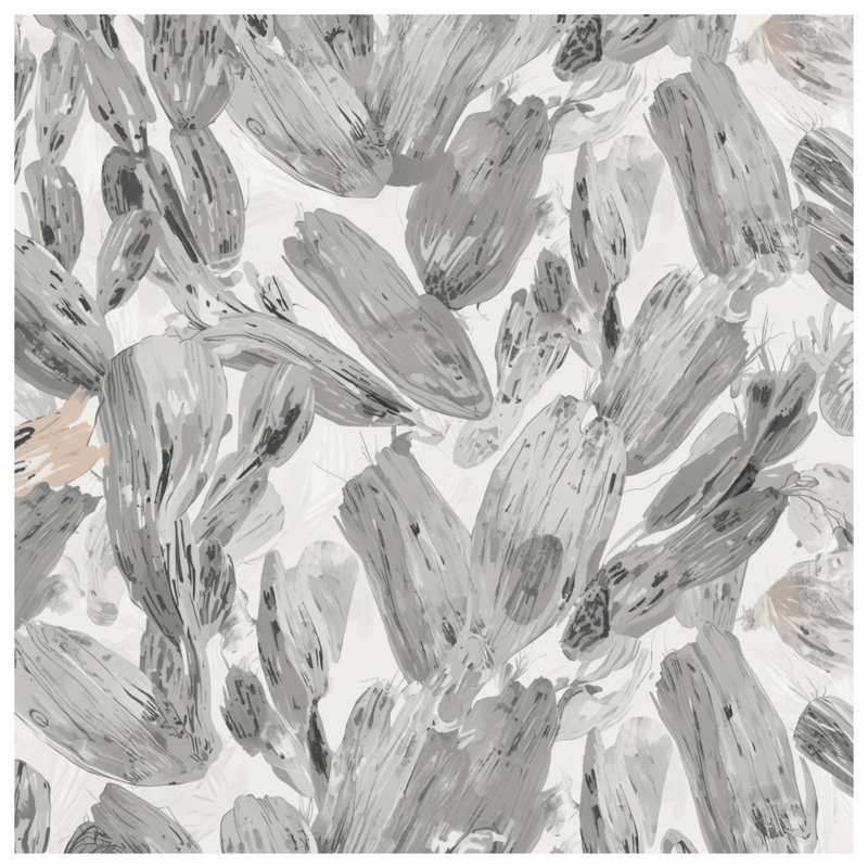 Toile tendue grise à motif de cactus gris en plusieurs tailles, 16 po x 16 po