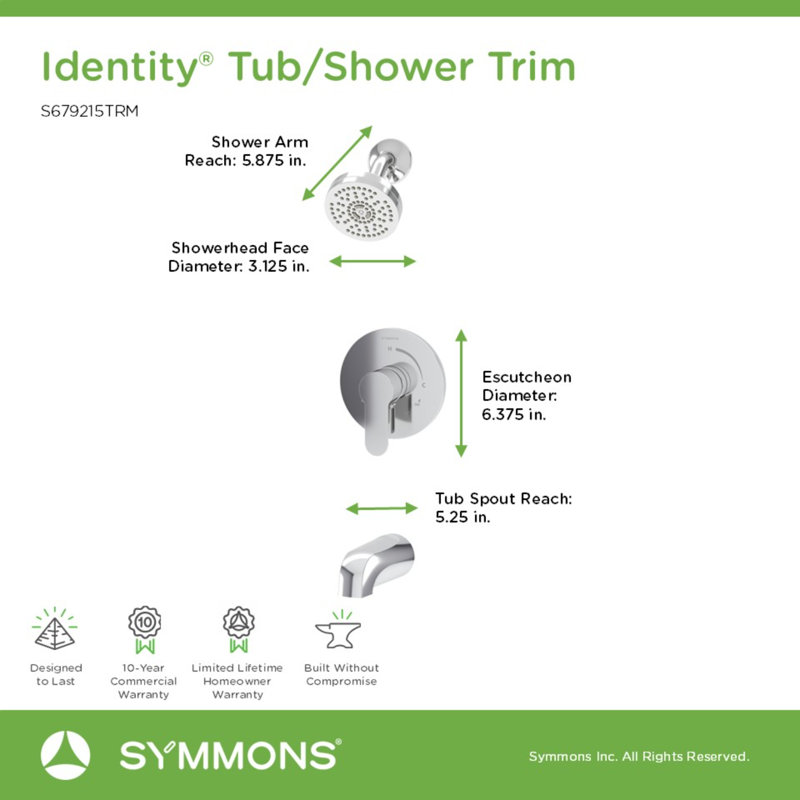 Identity HydroMersion Single Handle Tub & Shower Faucet, Polished Chrome