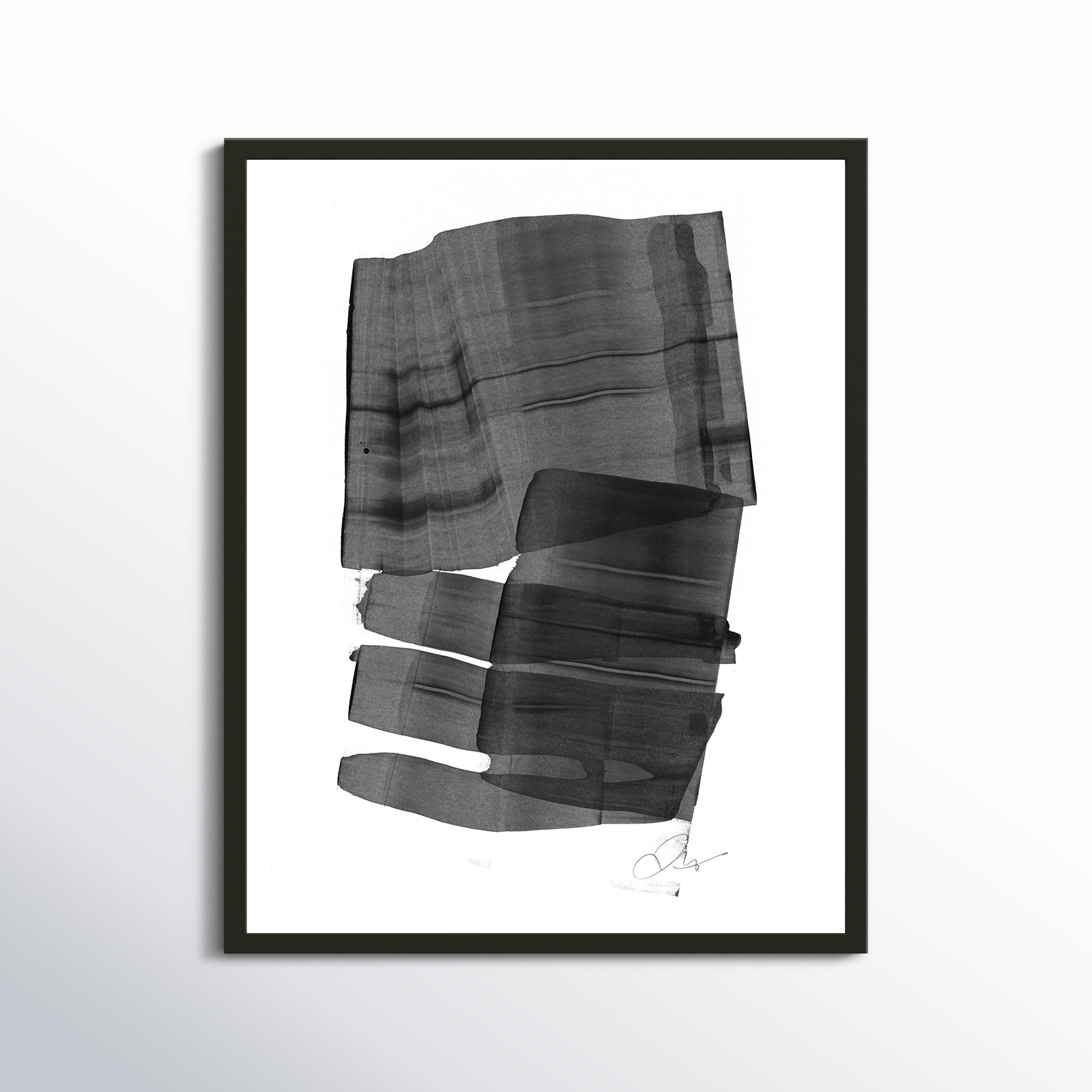 Brushstroke 5 by Jacques Pilon, 38" H x 30" W x 1.25" D, Black