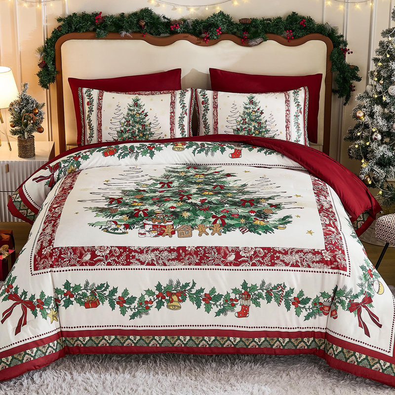 Evergreen Christmas Tree 7-Piece Comforter Set, Queen