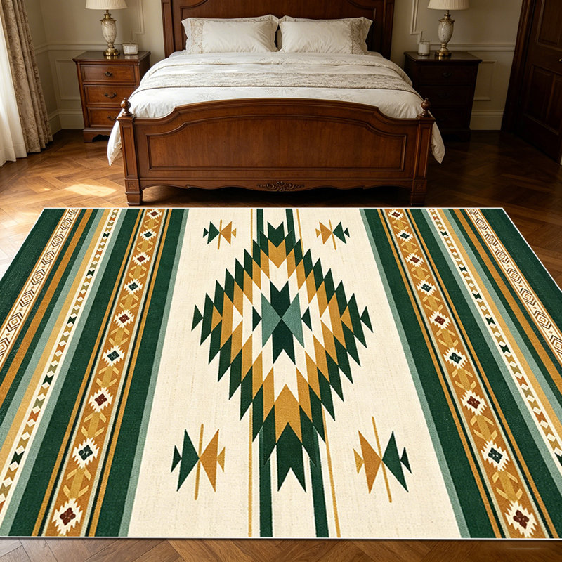 1PC Southwestern Aztec Geometric Striped area rugs for Living Room, Soft and Comfortable, easy-to-maintain, machine washable Indoor floor mat, Under Table Farmhouse suitable for Dining Room, Bedroom, Entryway, Kitchen, Patio.