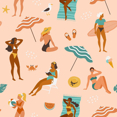 Summer Woman Pattern - Wrapped Canvas Print