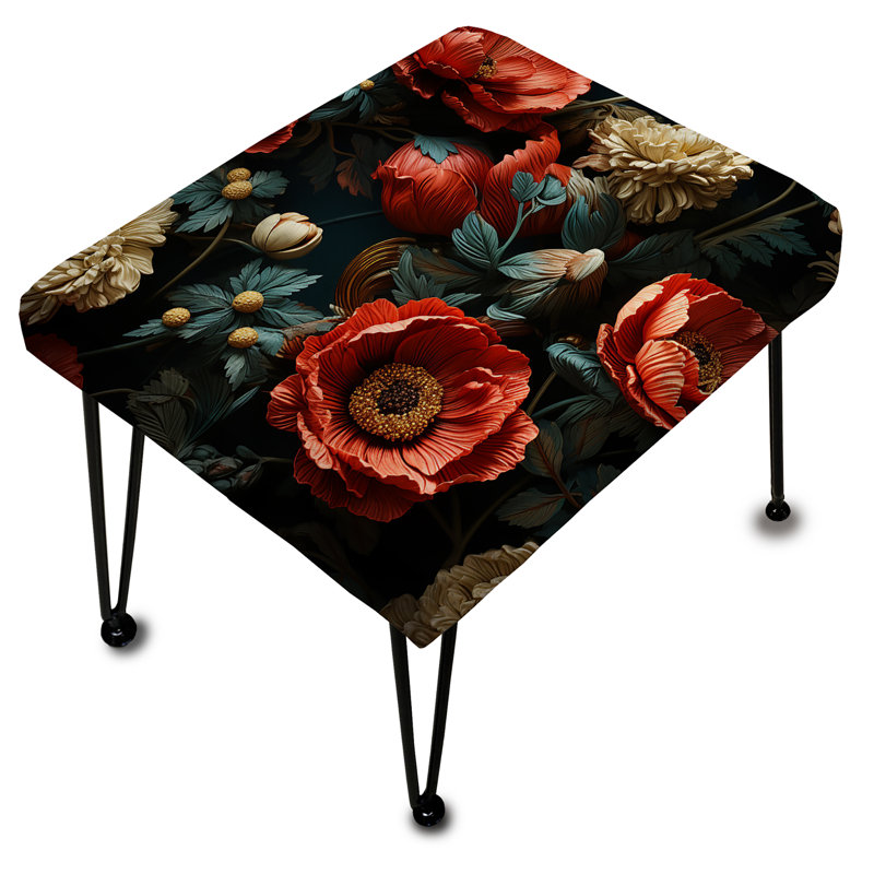 Deep Red And Beige Floral Blooms IV - Floral Rectangle Ottoman
