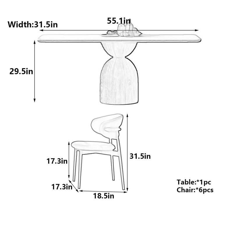 Table de salle à manger rectangulaire de style crème, H 29,5 po x L 55,1 po x l 31,5 po