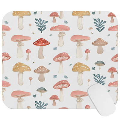 Botanical Forest Mushrooms VI Plants Cottage & Cottagecore Gaming Cute Office Laptop Desk Pad Gift Mat Square Rectangle Non-Slip Mousepad