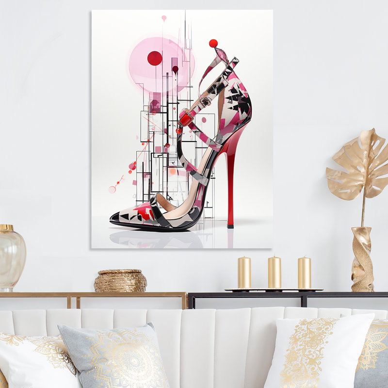Angure Pink High Heels Allure - Art mural en métal à talons hauts tendance, H 40 po x l 30 po x P 1,5 po