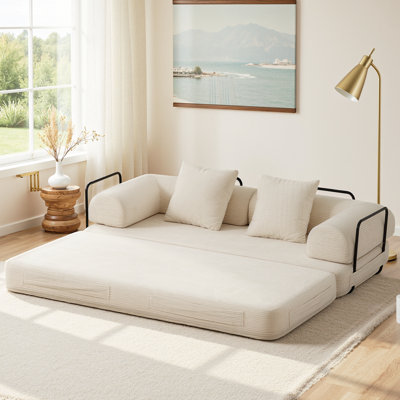 Zytha 78"Modular Two Person Corduroy Sofa Bed With Pillows,  High-Density Sponge Loveseat For Living Room