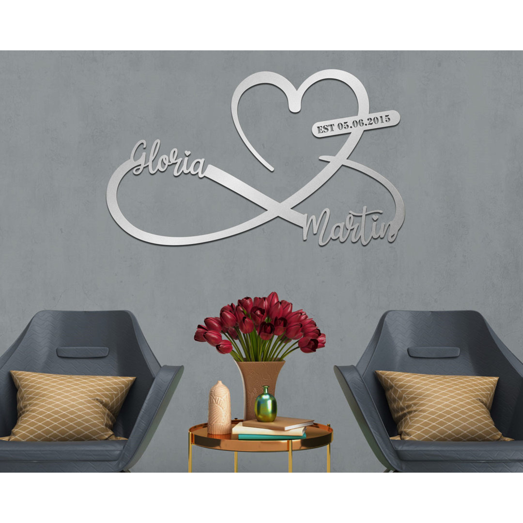 Personalized Metal Heart & Infinity Metal Wall Art Customized Décor for Valentine or Wedding Gift Trinx 