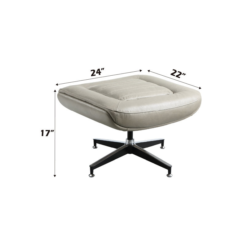 Top Grain Leather , Grey, 24" Width, 22" Depth, 17" Height, 20lb, Full Foam Seat Build Style