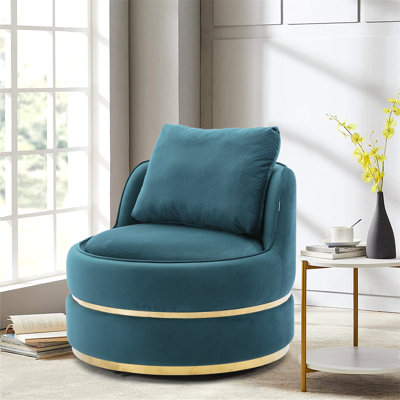 Fauteuil demi-tonneau pivotant en velours l 32,3 po Johnthon