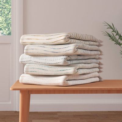 Deep Ombre Striped Handmade Woven Throw Blanket with Fringe