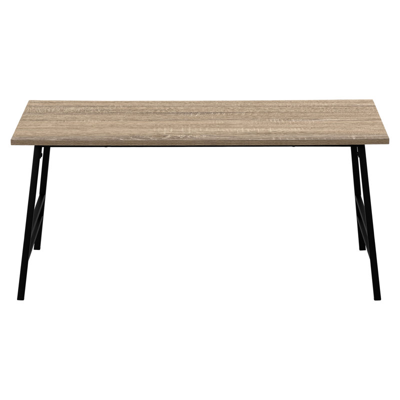 Table basse rectangulaire moderne, L 40 po, finition en stratifié taupe, base en métal noir, table d'appoint de salon pour chambre, cadre rectangulaire en stratifié de L 40 po,