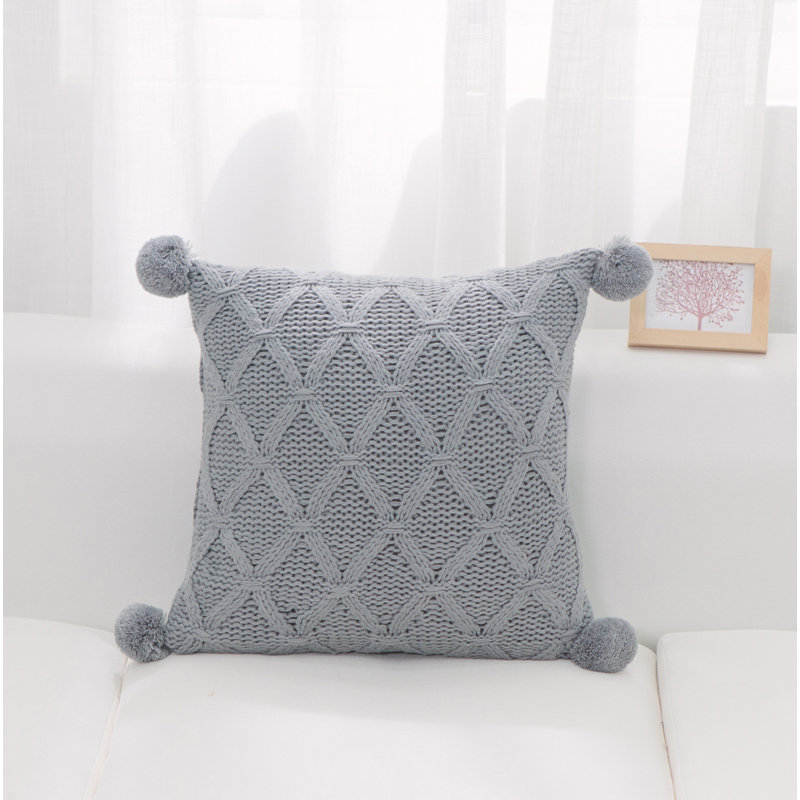 Housse de coussin décoratif carré en acrylique Blaykleigh, Gris