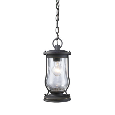 Luminaire suspendu d'extérieur 1 lumière Farmstead 6 po - Noir mat
