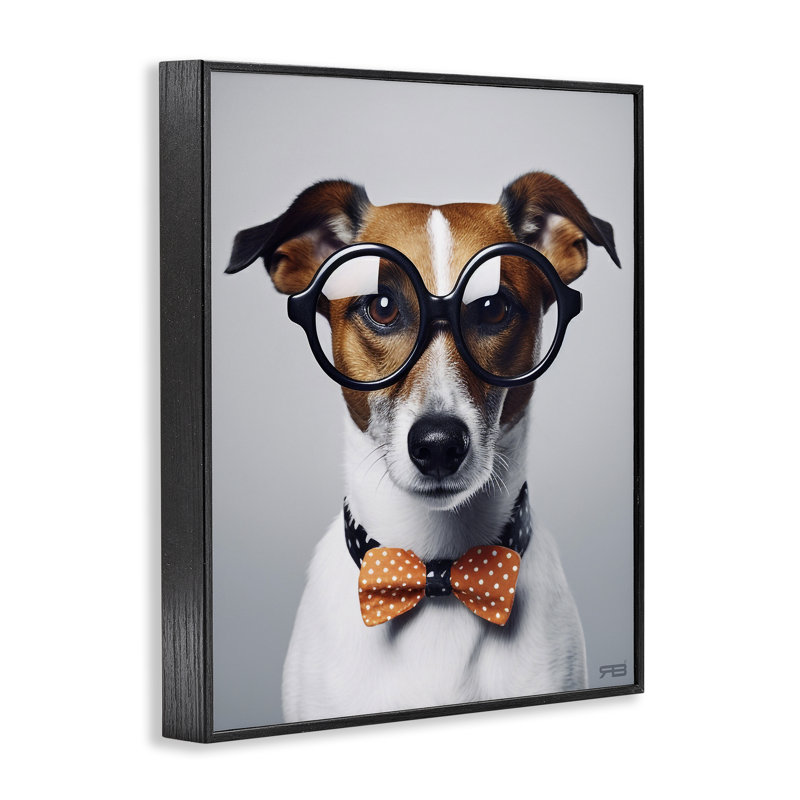 Hipster Bowtie Dog, estampe numérique par Roozbeh Bahramali, Giclée encadrée noir minuit, H 20 po x l 16 po