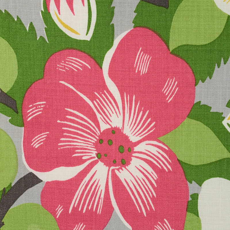 Magnolias Fabric, Poppy/Yellow