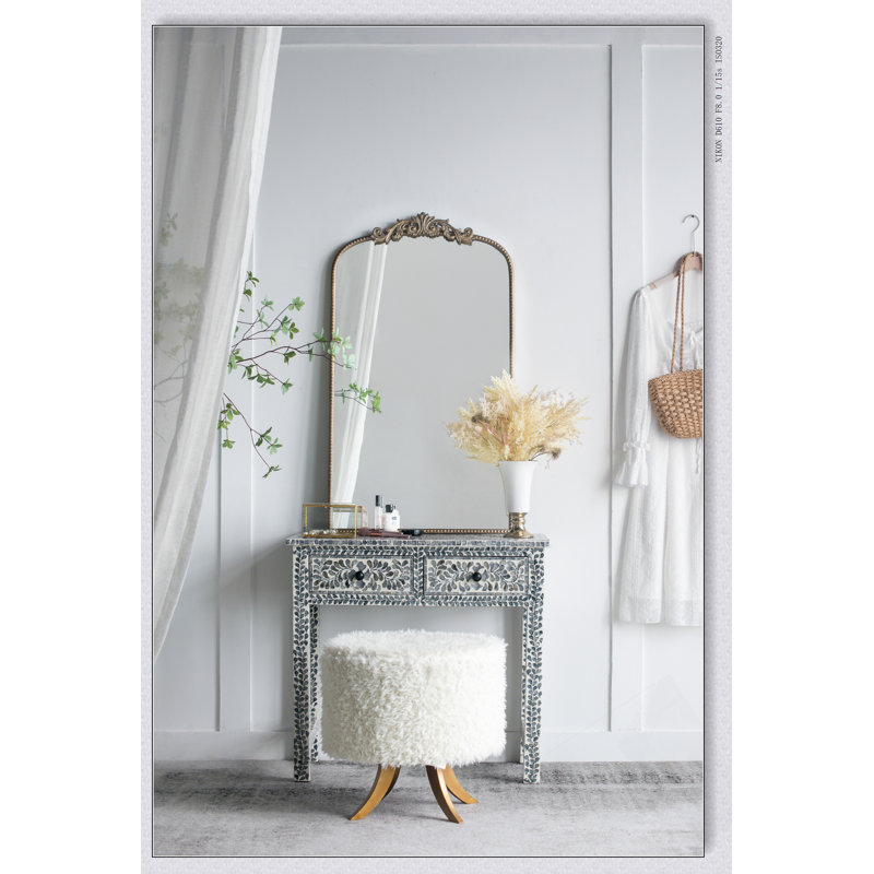 Miroir arqué pleine longueur 66 po x 36 po, cadre doré élégant pour le salon et la chambre à coucher