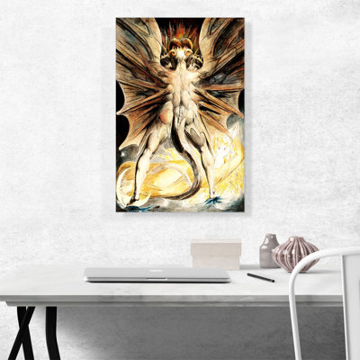 "Le grand dragon rouge et la femme vêtue de soleil" par William Blake, reproduction d'art sur toile tendue