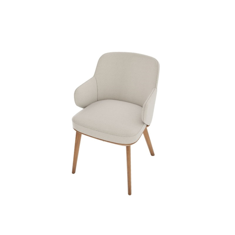 Foyer Upholstered Armchair with Wooden Base, Terracotta, Walnut