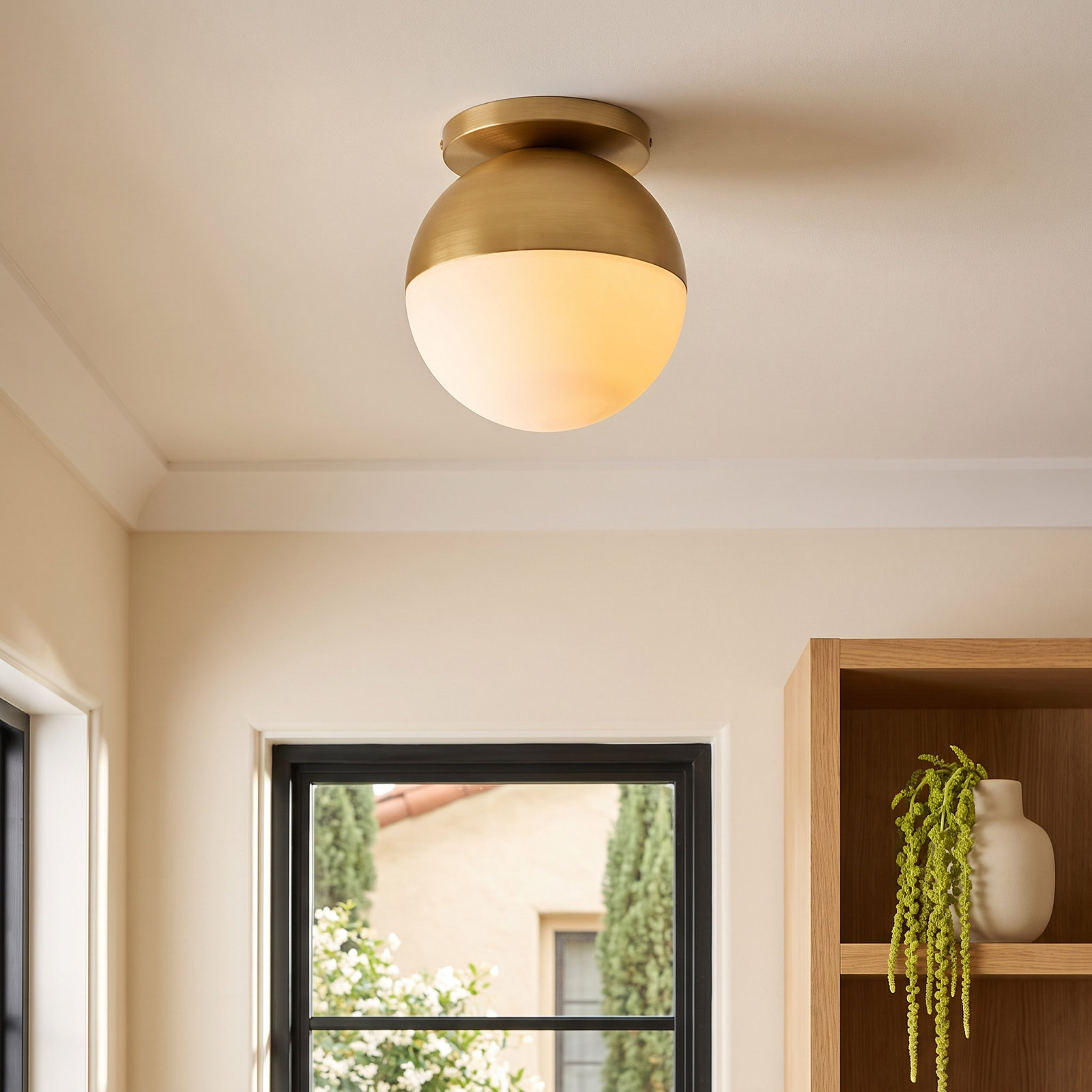 Monae Single Light Glass Flush Mount, Brushed Gold, 10.75" H x 9.88" W x 9.88" D