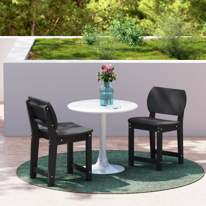 Ensemble de salle à manger de patio pour petits espaces Hikdpe Morden (ensemble de 2), Black
