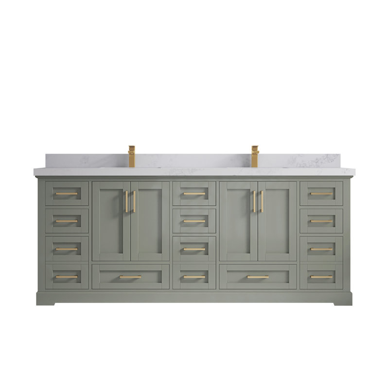 Esin 84'' Double Bathroom Vanity with Top, Calacatta Nuvo