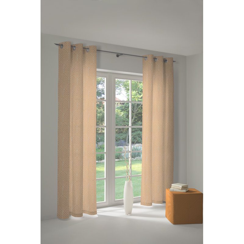 Caleigh Easy Diamond Eyelet Opaque Curtain, 145 W x 145 D cm, Bisque/Wheat
