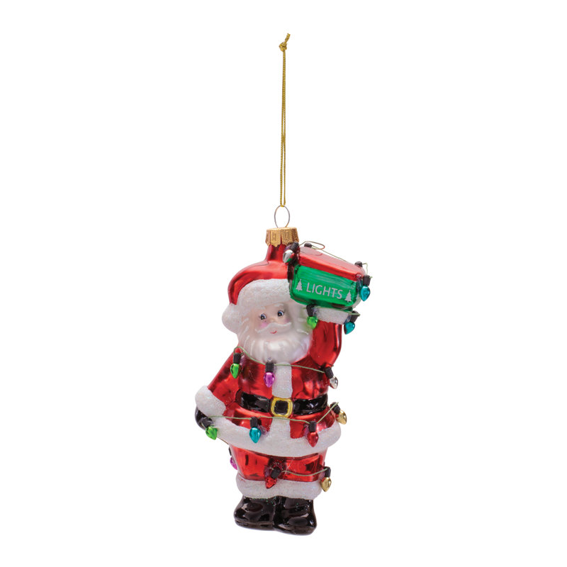 Ornements en verre Père Noël avec lumières (ensemble de 6)