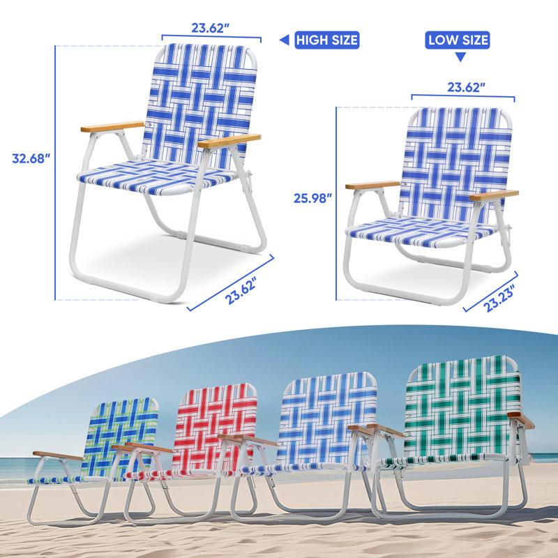  Portable Beach Chair, Lightweight Camping Chair With Carry Bag, Low Folding Beach Chair For Adults, Compact Ourdoor Chair For Picnic, Fishing And Sports Events, Blue