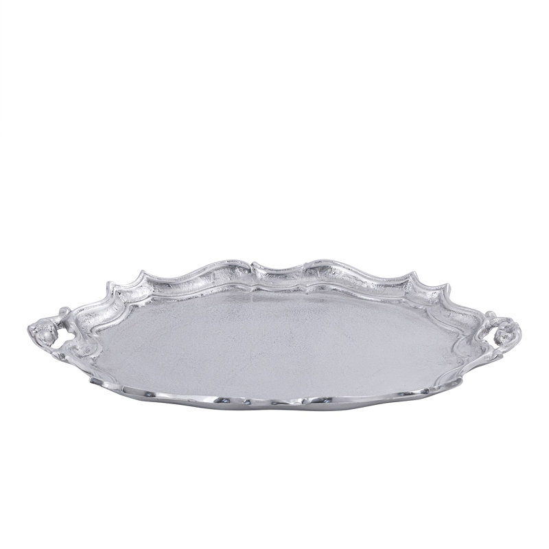 Plateau décoratif ovale moulé en aluminium Bradyn