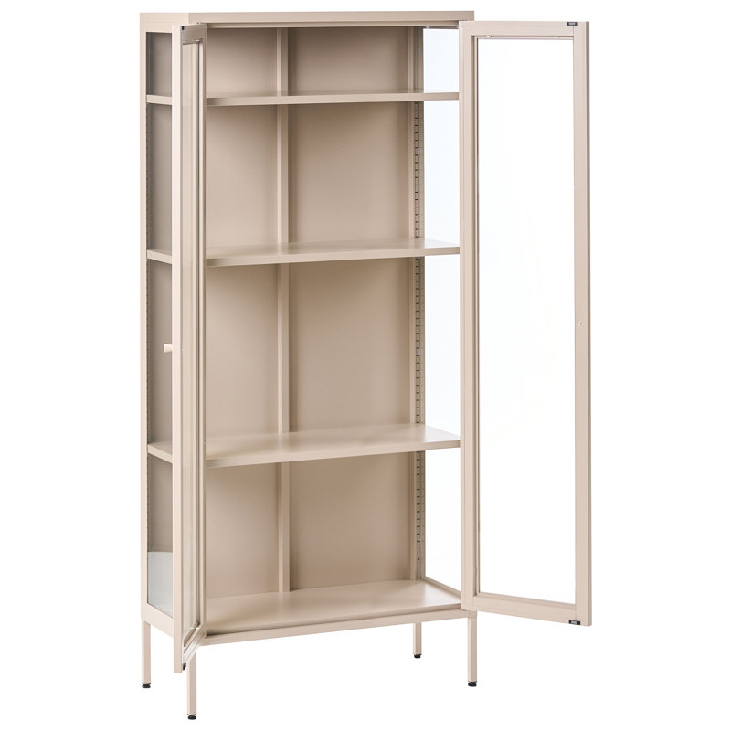 Blendi Glass and Steel 80 cm W Display Cabinet, Beige