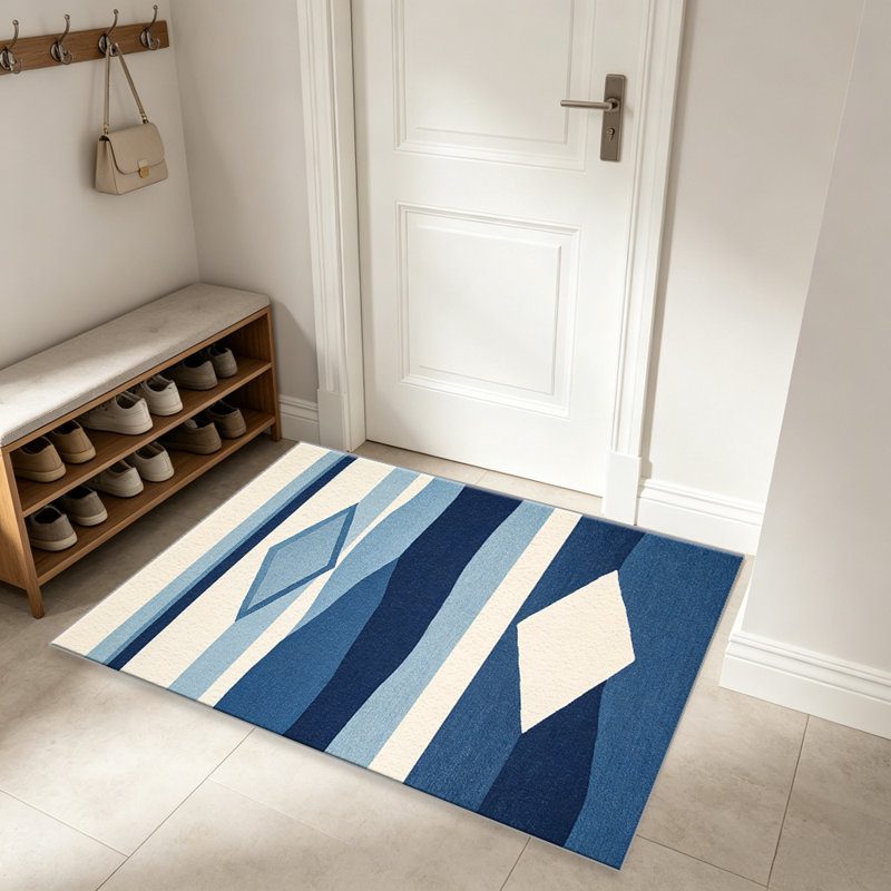 Boho Diamond Blue carpet-easy to clean, machine-washable, soft and comfortable; suitable for door mats, kitchens, living rooms, bedrooms, corridors, and laundry areas. Easy to clean, durable carpet for home decoration.