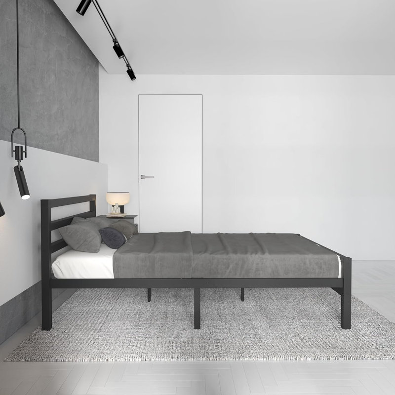 Buhara Metal Platform Bed Frame With Headboard And Footboard, Solid Premium Steel Mesh Base, Under Bed Storage Space, Easy Assembly