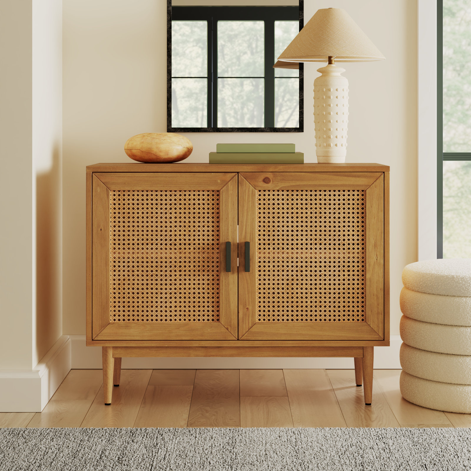 Genie Solid Wood Storage Cabinet, Natural Brown