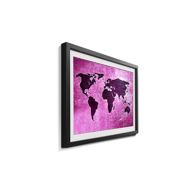 Weltkarten Worldmap No.4 - Single Picture Frame Print, 40cm H x 60cm W x 2.2cm D