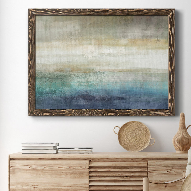 Mountain Lake - Reproduction d'art sur toile encadrée, H 37,5 po x l 27,5 po x P 1,5 po, Noyer