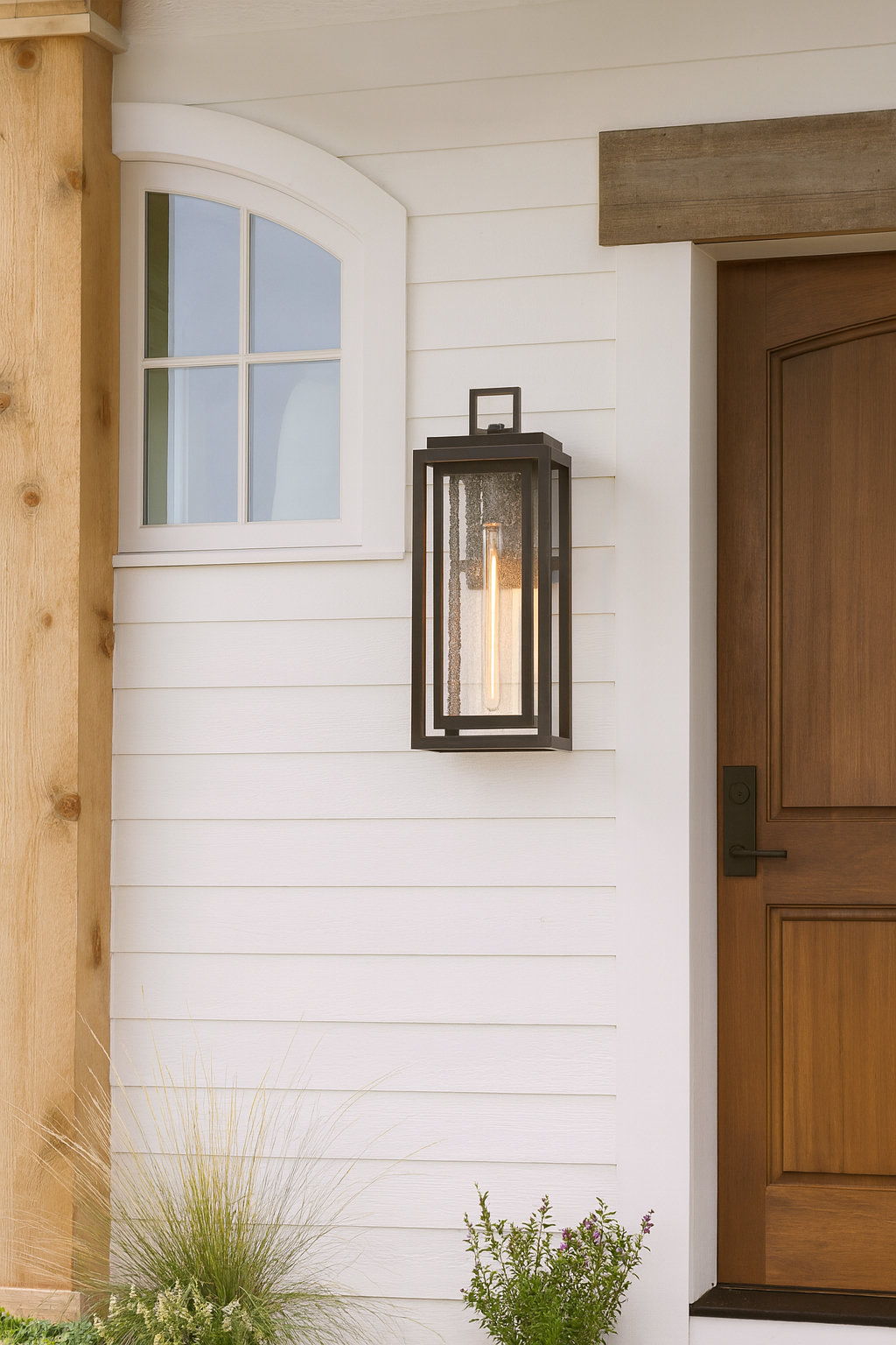 Single Light Outdoor Wall Light, Oil Rubbed Bronze, 27" H x 9" W x 8.5" D