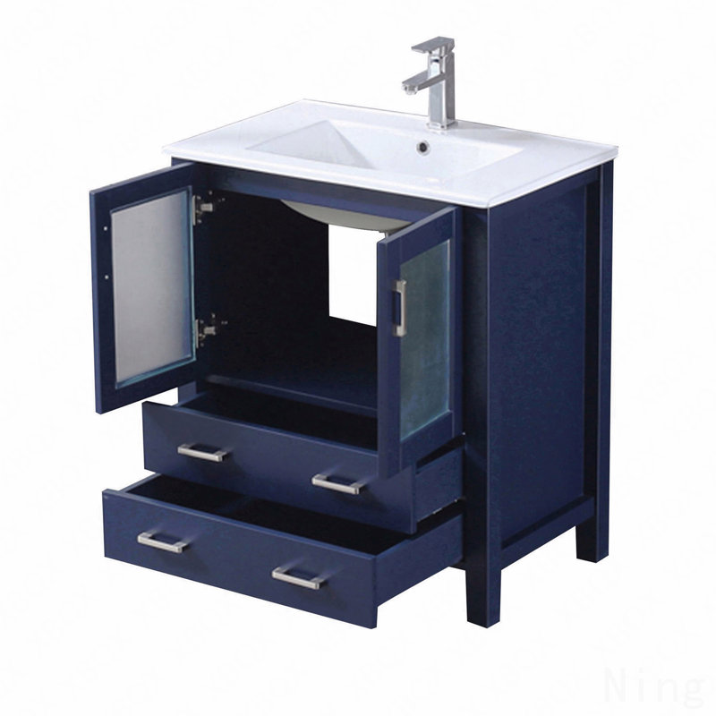 Ensemble de meuble-lavabo simple l 30 po x P 18,25 po, comptoir en céramique blanc avec robinet, Bleu