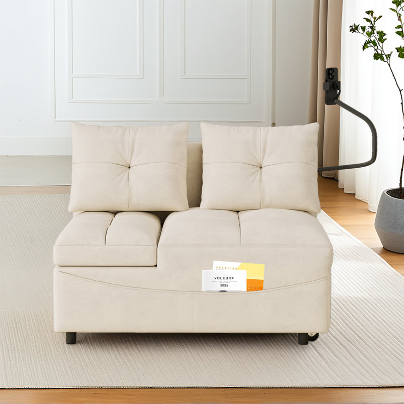 Canapé-lit rembourré convertible 3-en-1, Beige