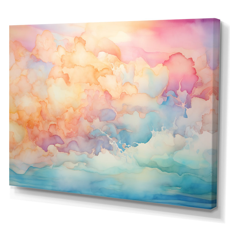 «Clouds Sunrise Alhanol Ink Landscape I - Clouds», reproduction sur toile, 30" H x 40" W, Toile tendue