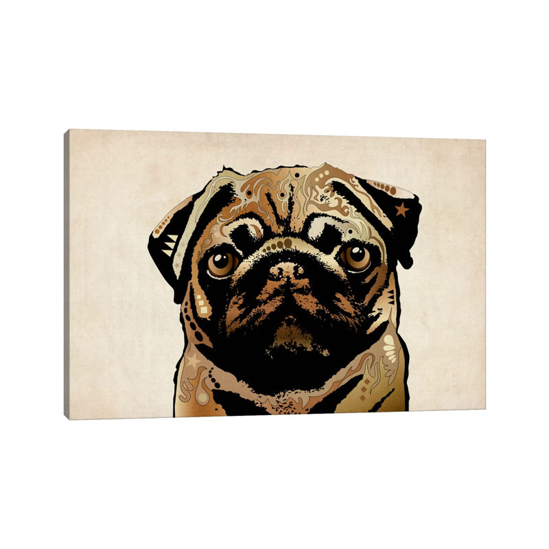 Pug Dog by Michael Tompsett - Wrapped Canvas Painting, 101.6 cm H x 66.04 cm W x 1.91 cm D