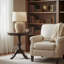 Lighting, h 25 po, lampe de table, rotin, abat-jour beige, transitionnel