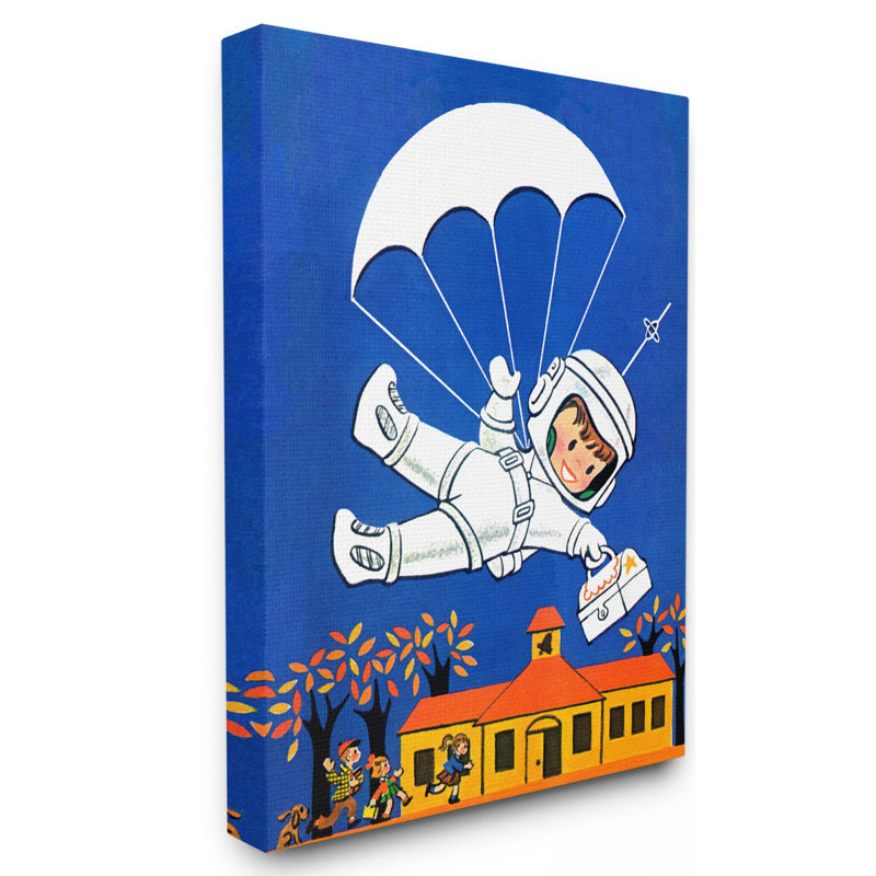 Caricature de Riey Space Landing, H 30 po x l 24 po, Toile tendue