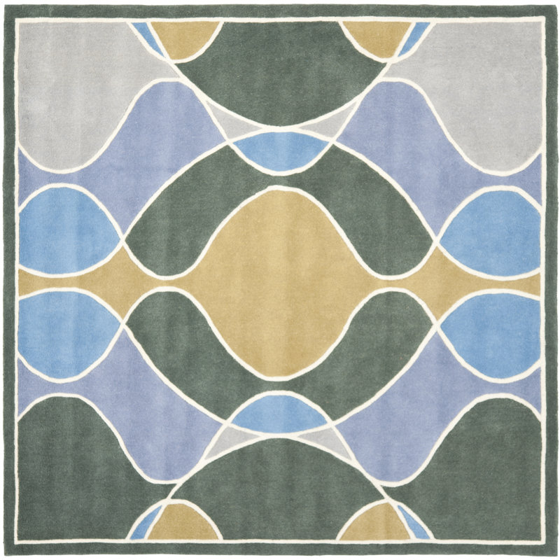 Amier Soho Hand Tufted Wool And Viscose Abstract Rug, Square 6'