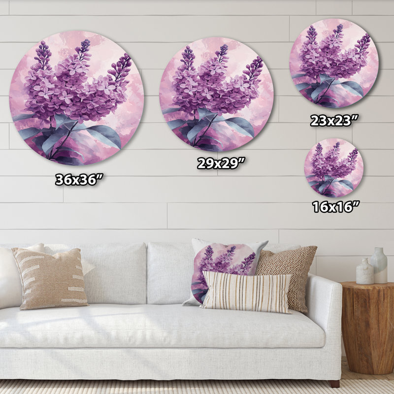 Kahmi - art mural traditionnel mauve en métal, H 16 po x l 16 po